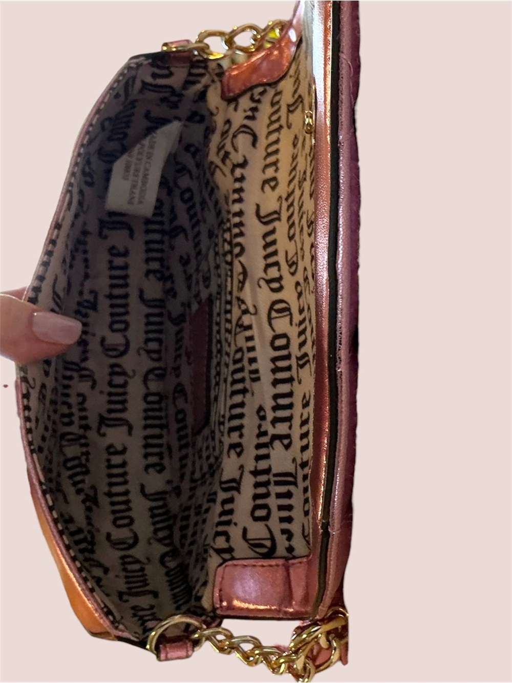 Juicy Couture Metallic Rose Gold Quilted Crossbody Bag - Picture 9 of 9